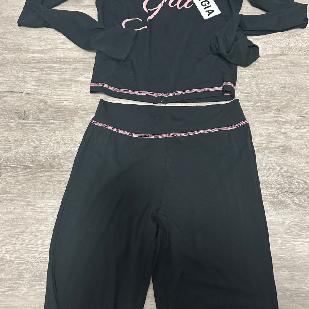 I.AM.GIA Black Hoodie with Pink Script Logo - Picture 3 of 4